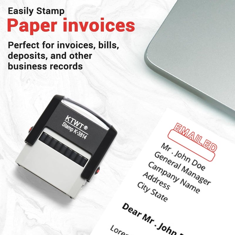 KTWT Emailed Self Inking Stamp, Refillable Stampers for Office - Business, Accounting, Bookkeeping, Coding, Legal, Notary, Work, Ordering, Inventory Stamps - Red Ink - Image 4